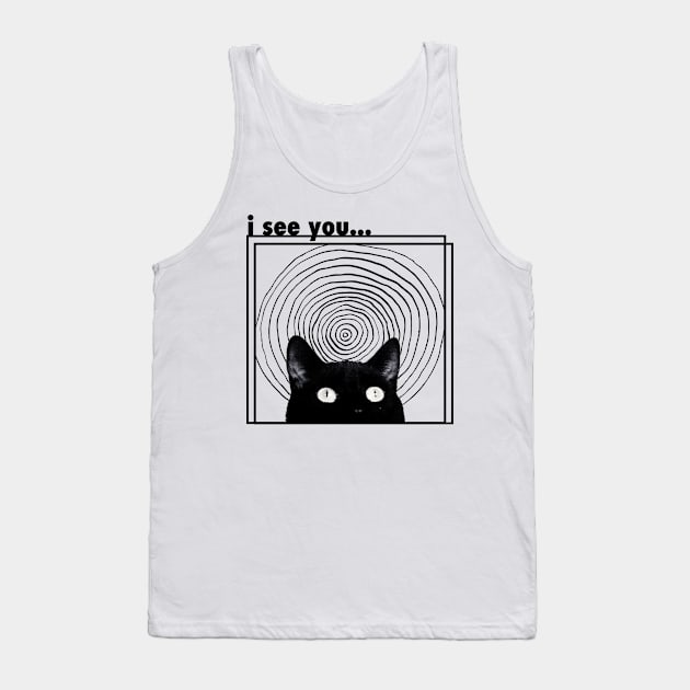 Black Cat Tank Top by psninetynine